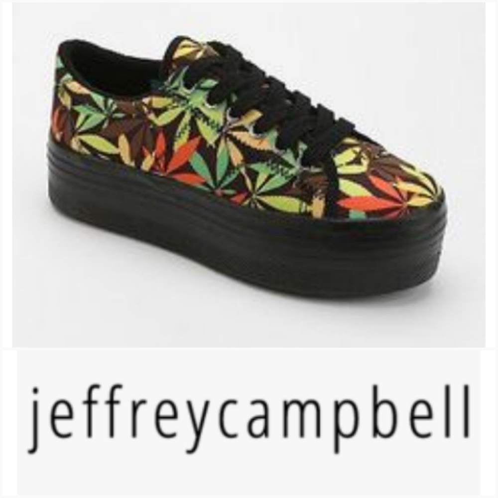 JEFFREY CAMPBELL Play ZOMG Leaves Platform Sneakers Black Size 10